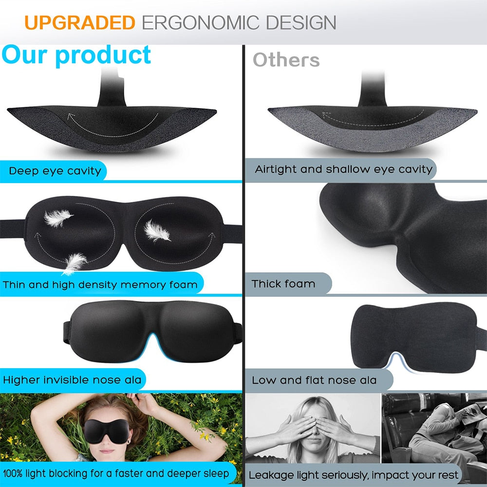Tcare Fashion 3D Sleeping Eye Mask, Travel Sleep Eye Shade Cover Nap Eye Patch Blindfolds Blinders Create Total Darkness Unisex