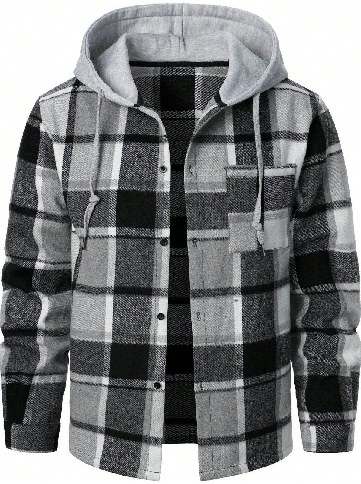 Sweat à capuche polaire homme – Motif à carreaux