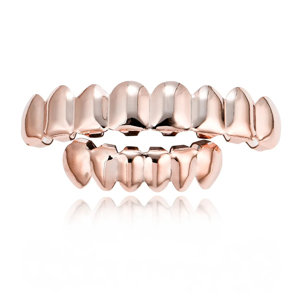 RACHELZ Hip Hop 8/6 dents de couleur noire Grillz Punk haut bas brillant bouchons de dents décor pour femmes hommes bijoux Halloween Cosplay