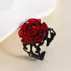 Bague Punk gothique Rose rouge, vigne noire ornée, sorcière païenne, Vintage, créative, Halloween, Cool, cadeau pour fille, bijoux de fête