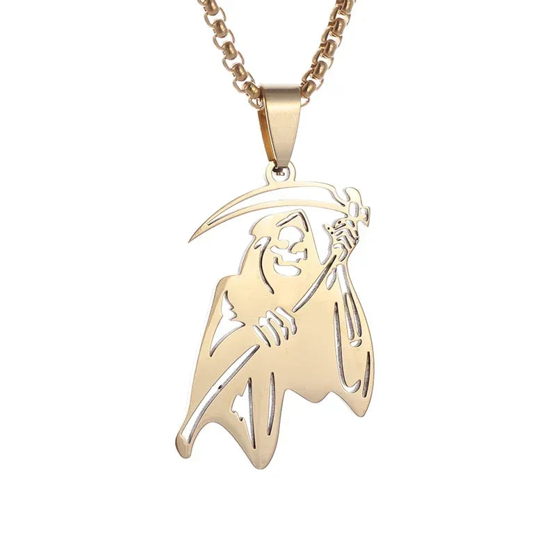 Collier Pendentif Faux de la Mort - Bijou Gothique Enfer