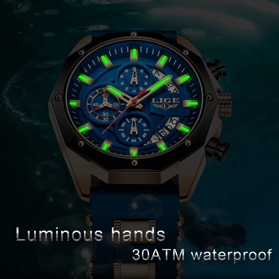 Montre Silicone Homme - Sport Chronographe Étanche