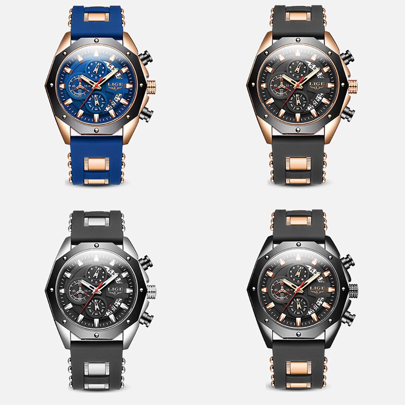 Montre Silicone Homme - Sport Chronographe Étanche
