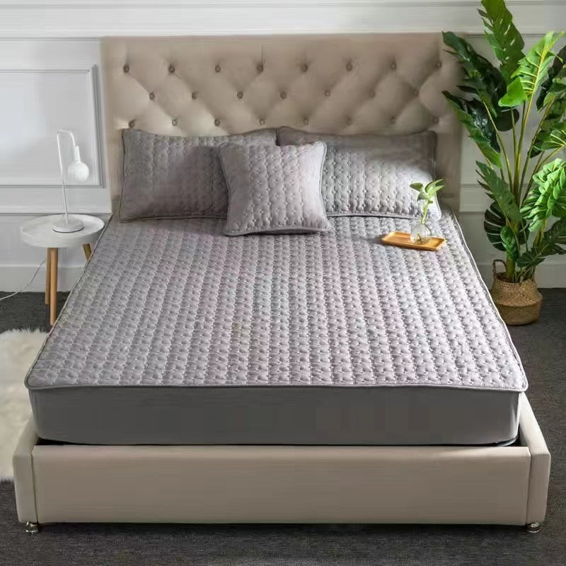 Thicken Quilted Mattress Cover King Queen Quilted Bed Fitted Bed Sheet Anti-Bacteria Mattress Topper Air-Permeable Bed Pad