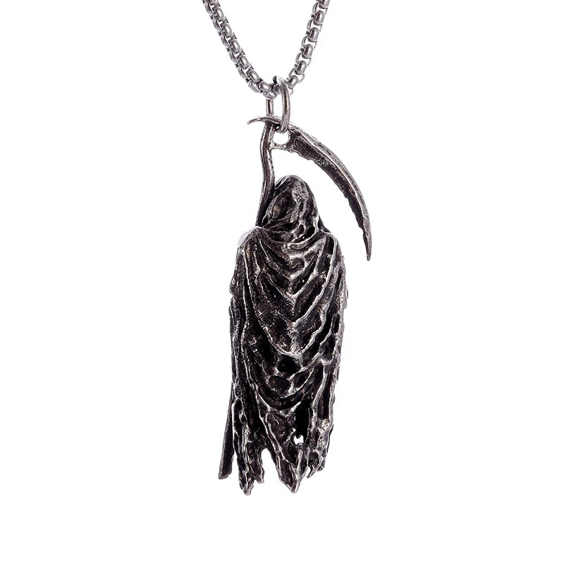 Collier Pendentif Faux de la Mort - Bijou Gothique Enfer