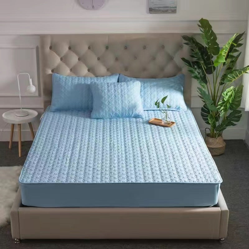 Thicken Quilted Mattress Cover King Queen Quilted Bed Fitted Bed Sheet Anti-Bacteria Mattress Topper Air-Permeable Bed Pad