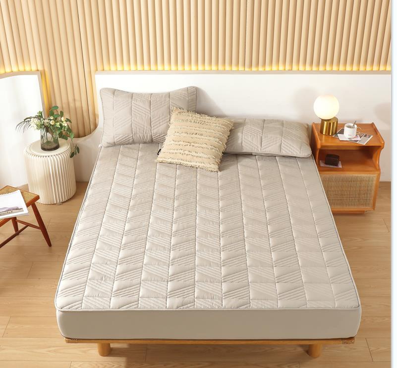 Thicken Quilted Mattress Cover King Queen Quilted Bed Fitted Bed Sheet Anti-Bacteria Mattress Topper Air-Permeable Bed Pad