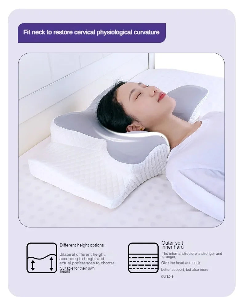 Oreiller cervical en mousse à mémoire de forme, oreiller orthopédique ergonomique, soutien du cou, Contour pour les dormeurs latéraux du dos et du ventre