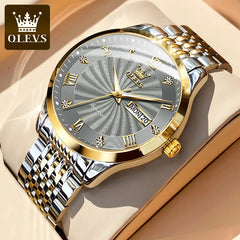 OLEVS Luxury Watch Men Automatic Mechanical Business Male Wristwatch Waterproof Roman Dial Date Week Display Relogio Masculino