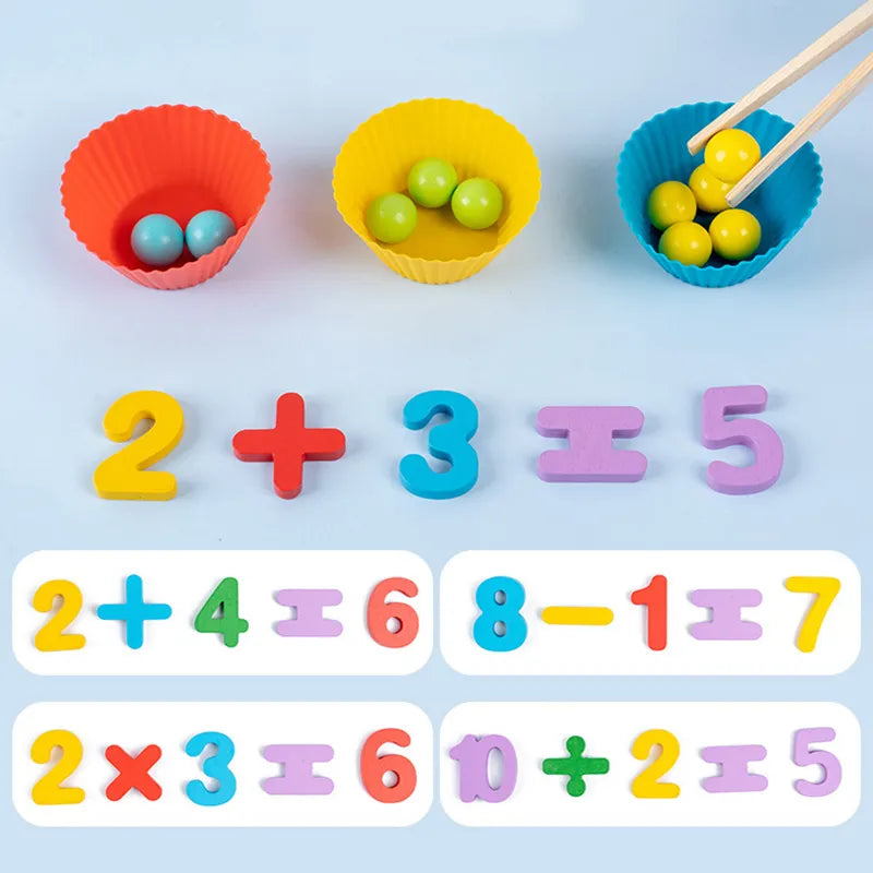 Wooden Montessori Clip Beads Toy  Fine Motor Training Color Sorting Matching Early Learning Educational Toys For Children Kids
