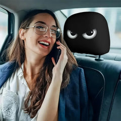 Housse pour appui-tête de voiture, 2 pièces, yeux inclinés amusants, imprimé de dessin animé, pour Halloween, noël, vacances, décoration intérieure Automobile