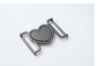 Metal Alloy Heart Buckle Gold Sliver Black Decorative Belt Buckle 40mm Fastener for Coats Leather Craft Backpack Strap Webbing