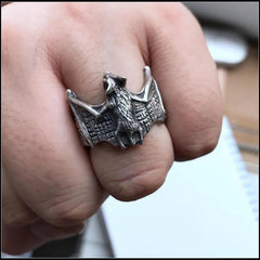 Bague chauve-souris foncée rétro pour hommes, couleur or argent, Punk de rue gothique, réglable, accessoires de bijoux faits à la main, cadeau d'halloween