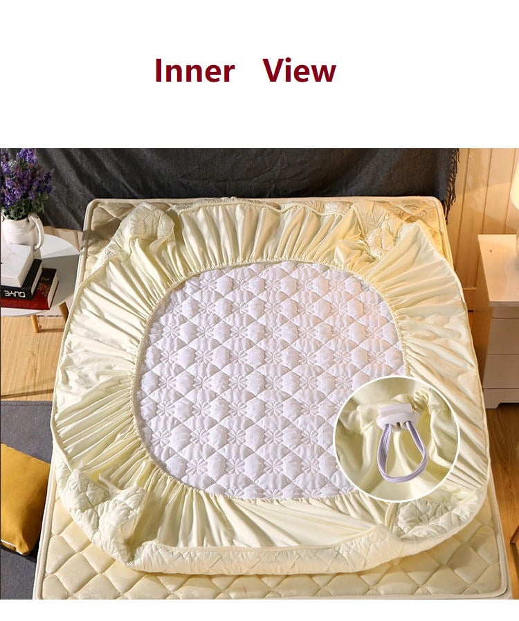 Thicken Quilted Mattress Cover King Queen Quilted Bed Fitted Bed Sheet Anti-Bacteria Mattress Topper Air-Permeable Bed Pad
