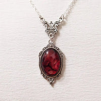 Collier gothique à breloques en Quartz rouge sang, pendentif ovale pour femmes, Halloween, Vampire, bijoux de sorcière en relief, ras de cou Vintage