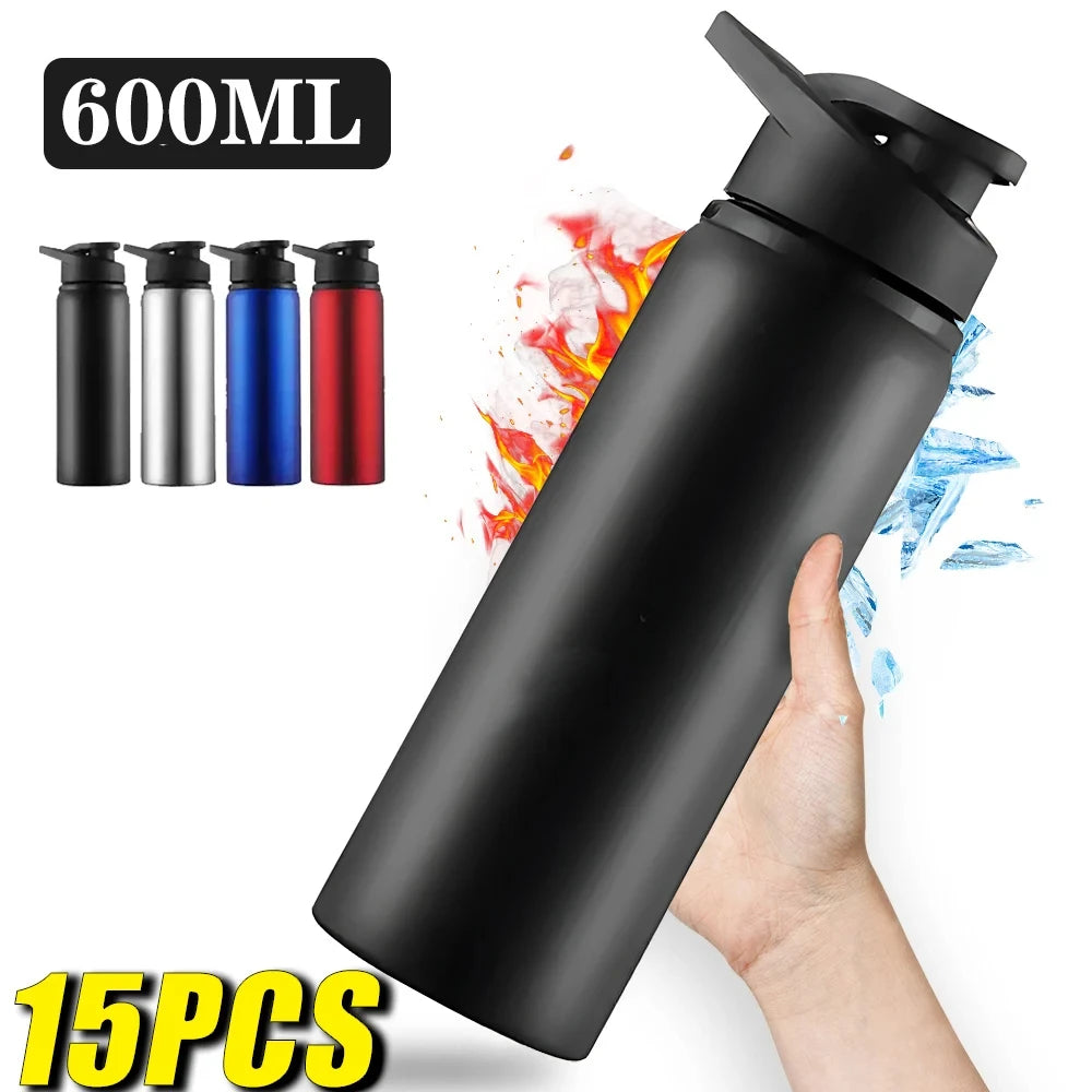 1-15 pièces Portable en acier inoxydable vélo bouteille d'eau droite boire en plein air sport voyage bouilloire bouteille d'eau en métal