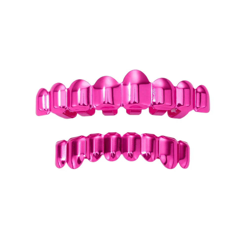 RACHELZ Hip Hop 8/6 dents de couleur noire Grillz Punk haut bas brillant bouchons de dents décor pour femmes hommes bijoux Halloween Cosplay