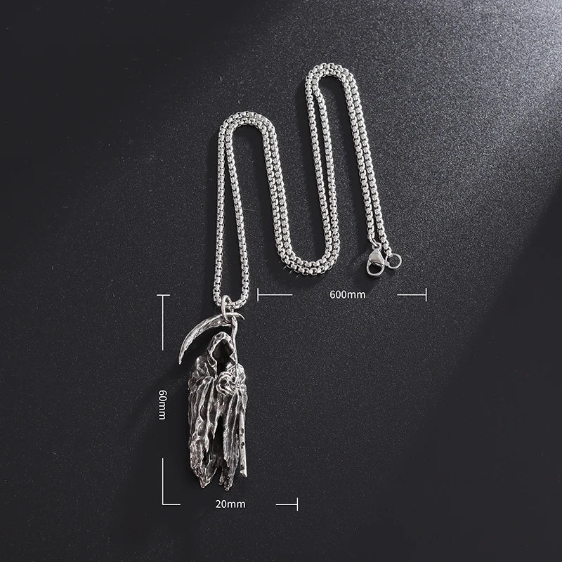 Collier Pendentif Faux de la Mort - Bijou Gothique Enfer