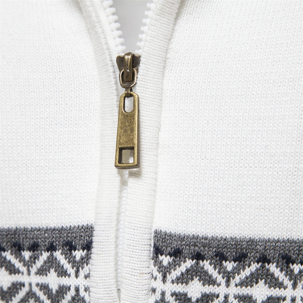2023 New Autumn High Quality Zipper Pullers Men Warm Winter Cotton Sweaters for Men Ethnic Patterns Casual Mens Sweater