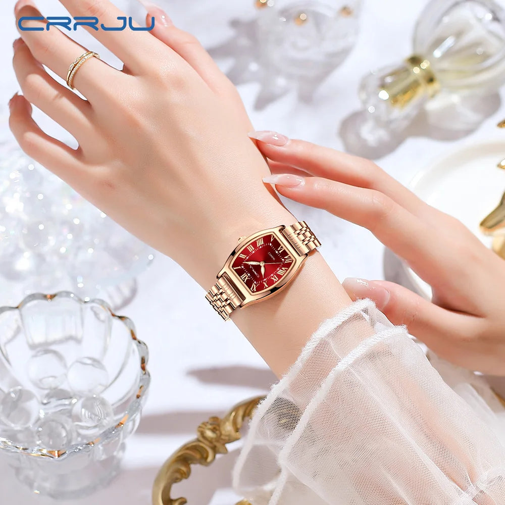 Montre Femme CRRJU Acier - Carrée Étanche Élégante