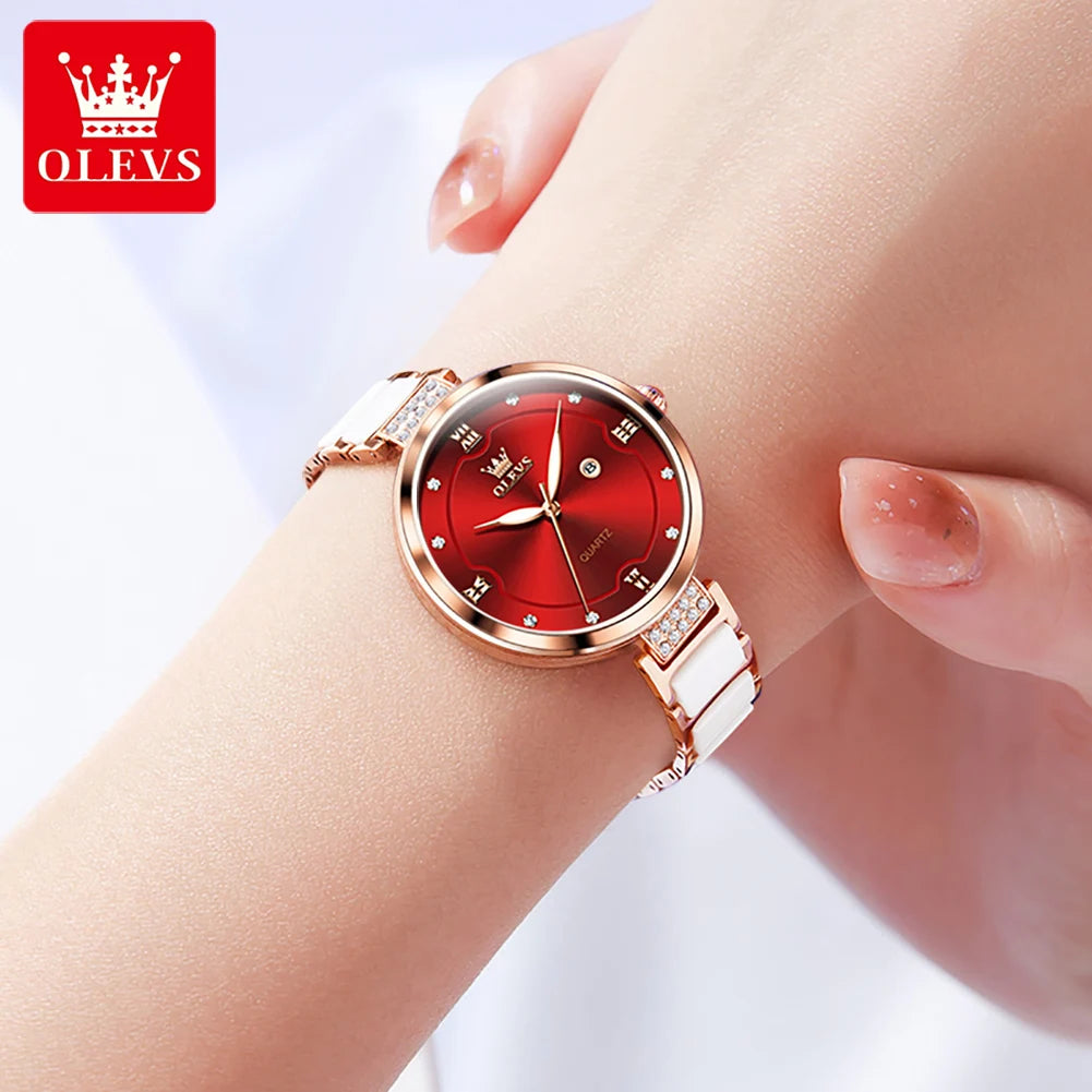 Montre Céramique OLEVS Femme - Bracelet Élégant Luxe