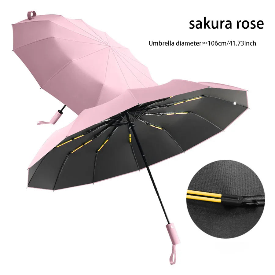 Parapluie 24 Sofia renforcé pour hommes et femmes, protection solaire anti-UV, pour le bain d'affaires, résistant au vent et durable