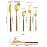 30pcs Stainless Steel Imitation Wooden Handle Cutlery Set Dinnerware Clamp Western Tableware Knife Fork Tea Spoon