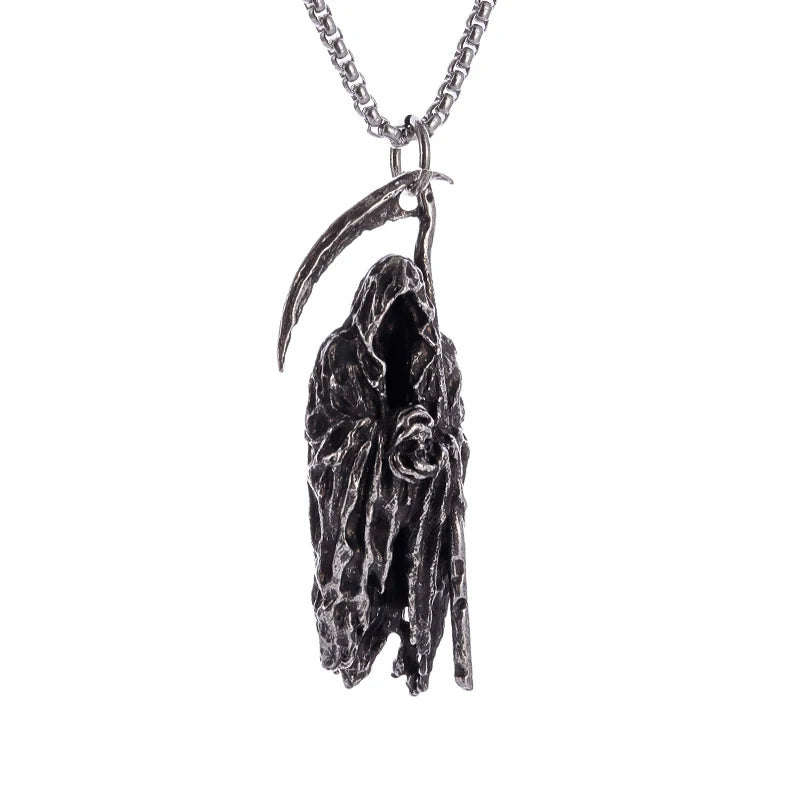 Collier Pendentif Faux de la Mort - Bijou Gothique Enfer