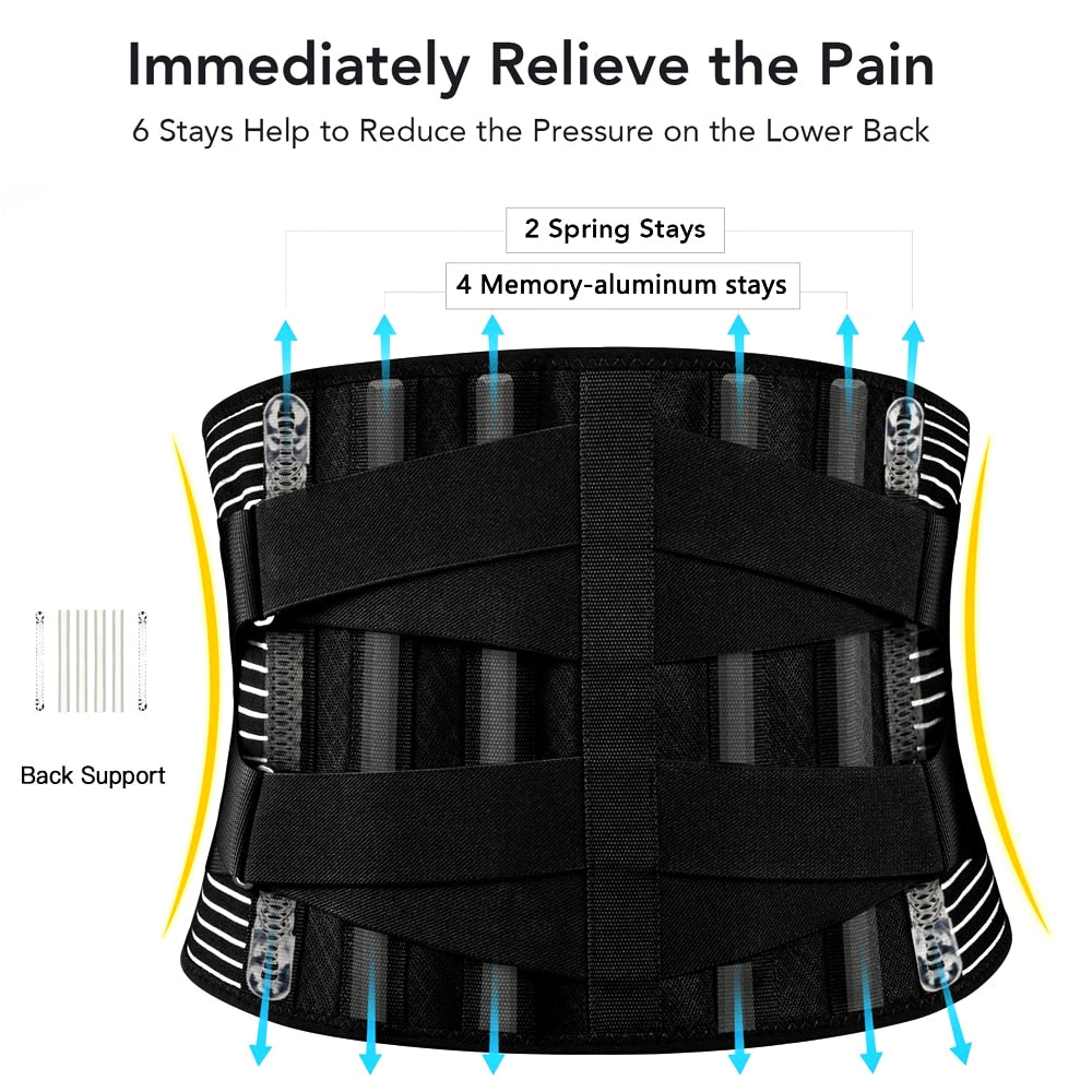 Ceinture Lombaire Réglable 6 Baleines - Soutien Fitness Abdominal