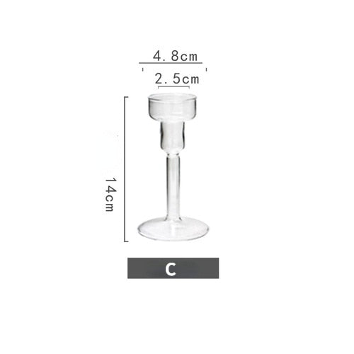 Vintage Glass French Style Candlestick Crystal Glass Candle Holders Simple Wedding Romantic Candlelight Dinner Home Decoration