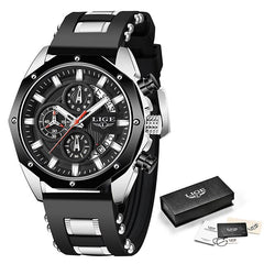 New Fashion Mens Watches Top Brand Luxury Silicone Sport Watch Men Quartz Date Clock Waterproof Wristwatch Chronograph Clock Man
