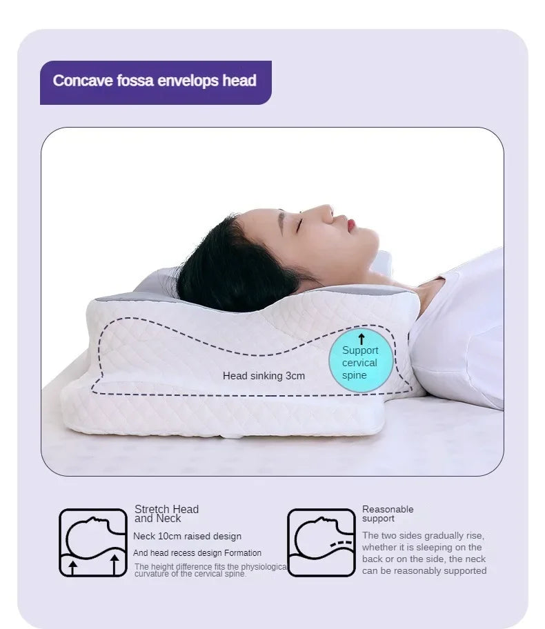 Oreiller cervical en mousse à mémoire de forme, oreiller orthopédique ergonomique, soutien du cou, Contour pour les dormeurs latéraux du dos et du ventre