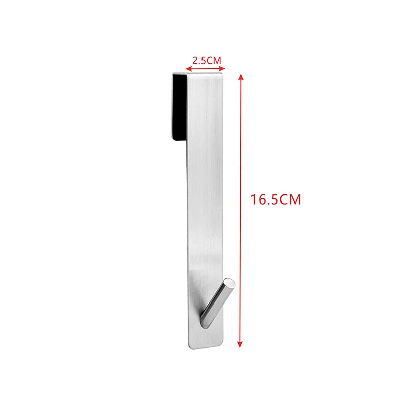 Bathroom Shower Door Hook Over Glass Towel Cloth Rack Holder Stainless Steel Cabinet Door Hook Rust-proof Punch-free Decor Hook