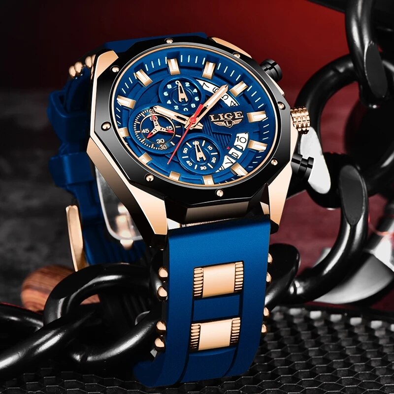 Montre Silicone Homme - Sport Chronographe Étanche
