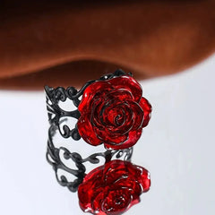 Bague Punk gothique Rose rouge, vigne noire ornée, sorcière païenne, Vintage, créative, Halloween, Cool, cadeau pour fille, bijoux de fête