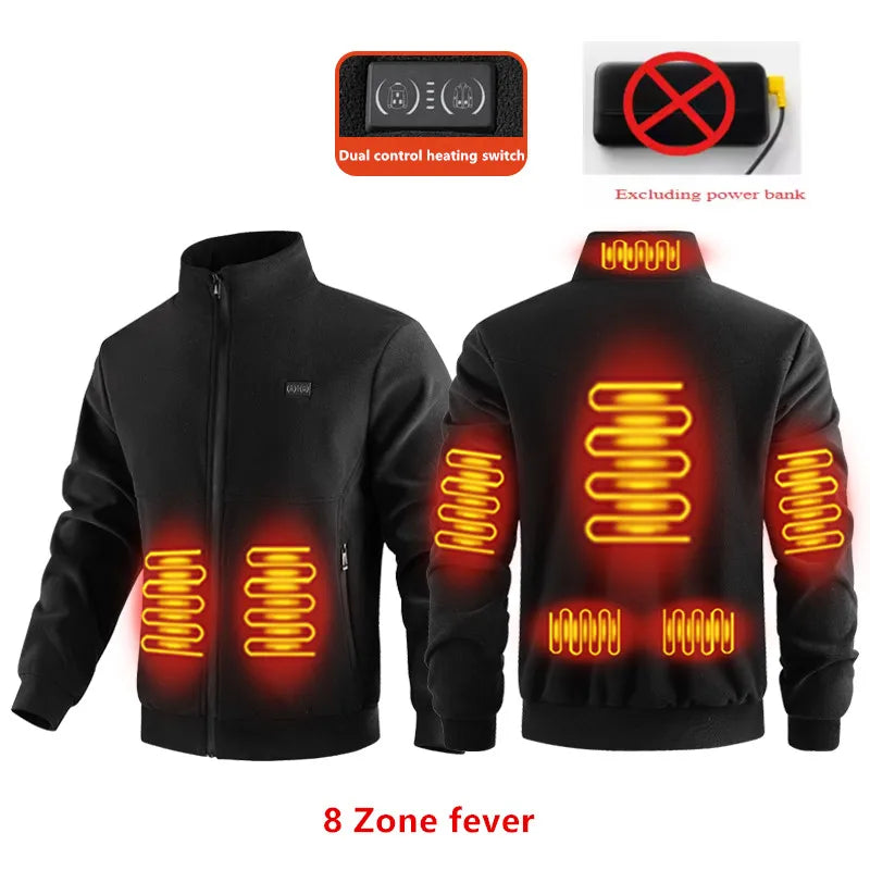 Veste chauffante unisexe en polaire – 8 zones de chauffe
