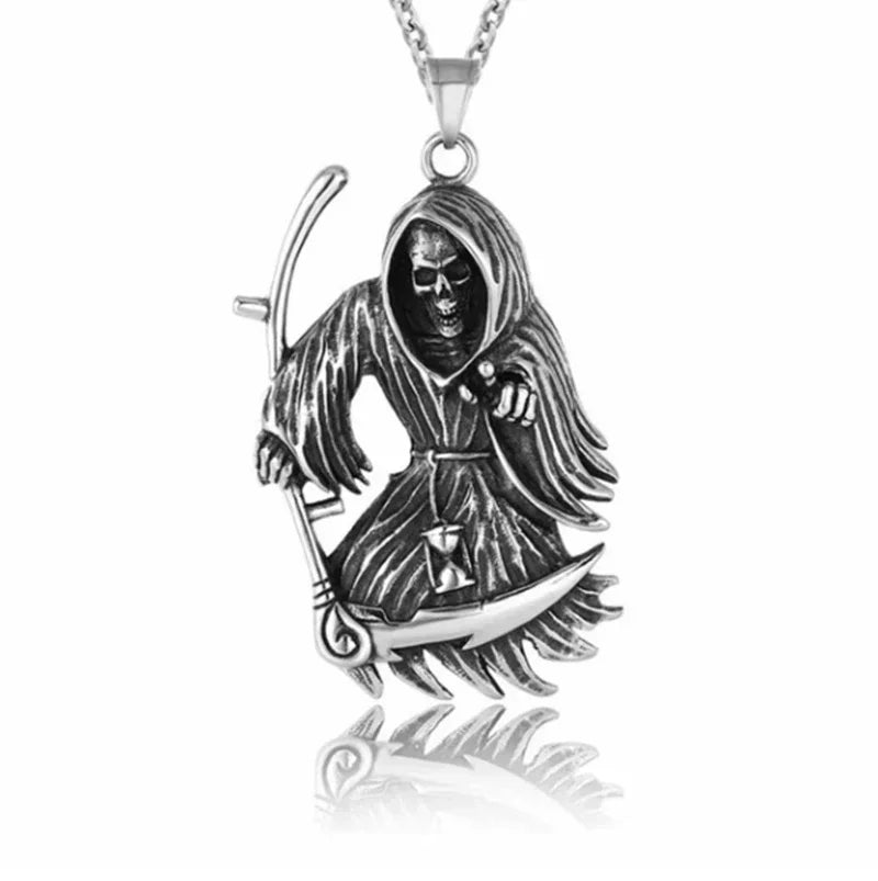 Collier Pendentif Faux de la Mort - Bijou Gothique Enfer