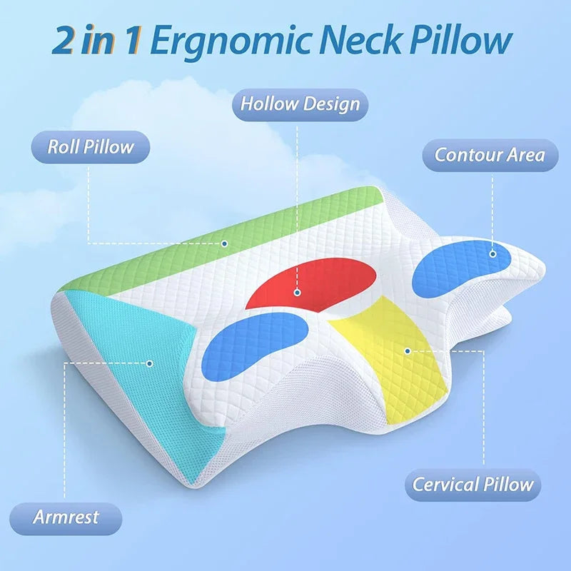 Oreiller à mémoire de forme papillon, oreiller en mousse à mémoire de forme, profilé pour le sommeil, soulagement de la douleur au cou, soutien du ventre, oreiller confortable