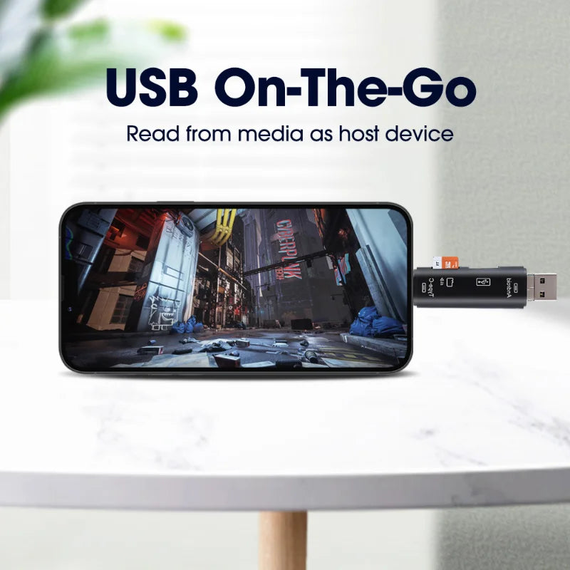 5 In 1 Multifunction OTG Micro Reader Flash Drive Smart Memory Card Reader Type C Cardreader USB 2.0 for USB Micro SD Adapte