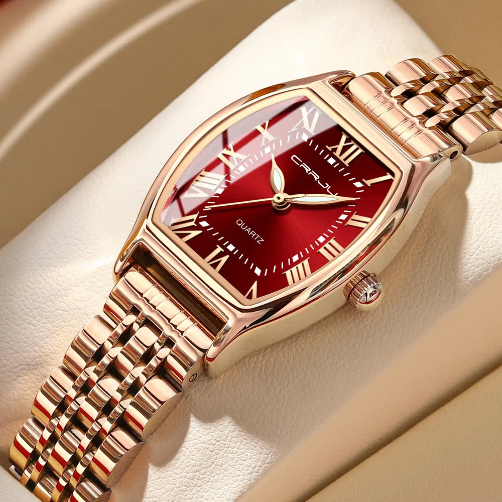 Montre Femme CRRJU Acier - Carrée Étanche Élégante