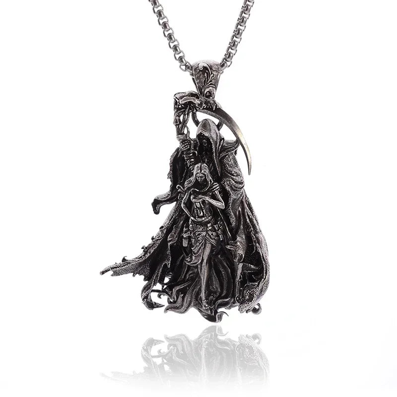 Collier Pendentif Faux de la Mort - Bijou Gothique Enfer