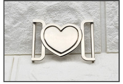 Metal Alloy Heart Buckle Gold Sliver Black Decorative Belt Buckle 40mm Fastener for Coats Leather Craft Backpack Strap Webbing