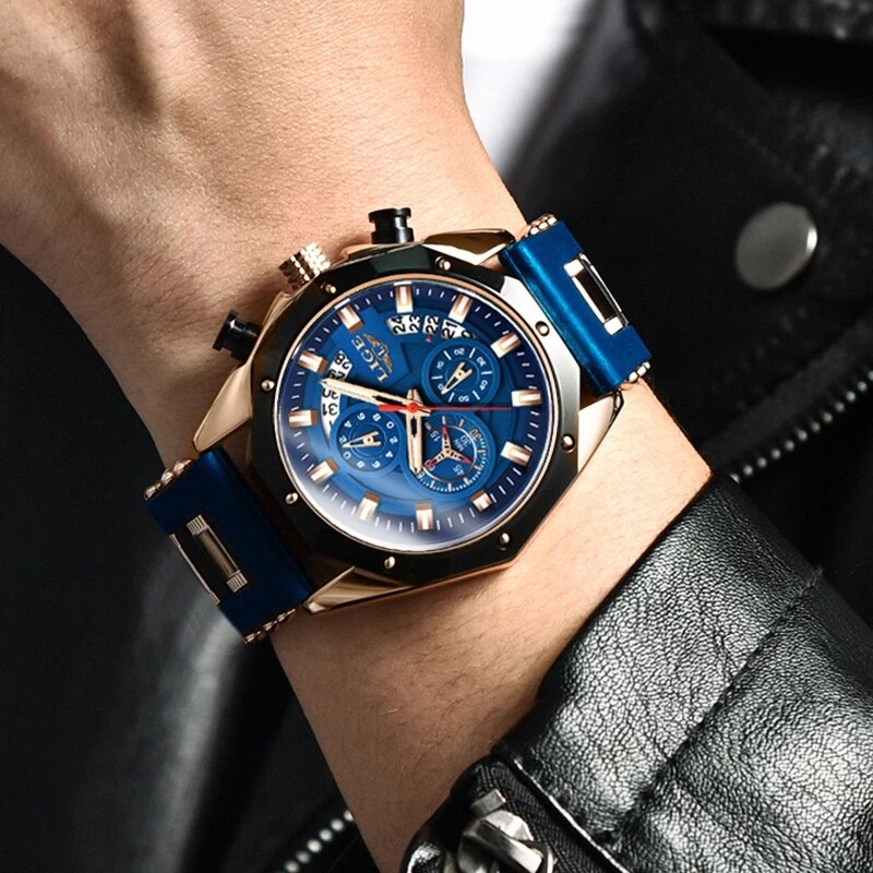 Montre Silicone Homme - Sport Chronographe Étanche