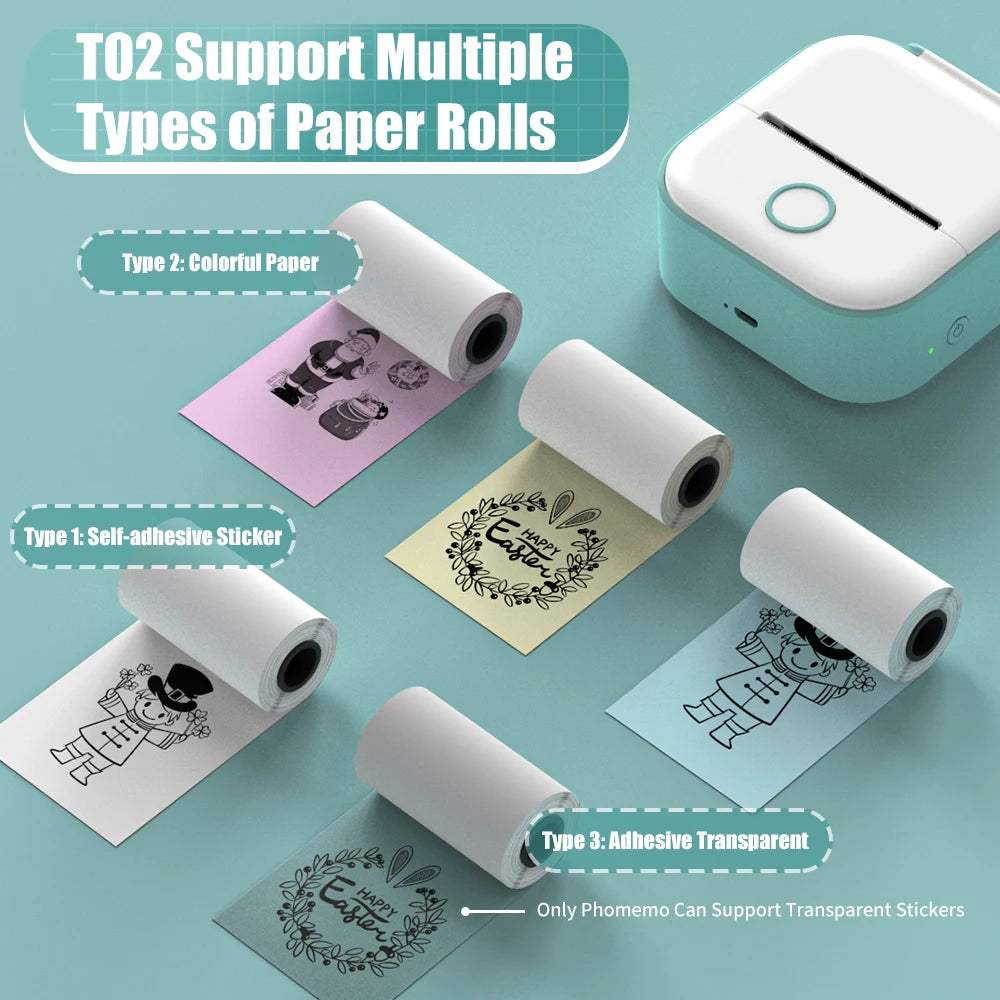 Seamlessly connect your smartphone or tablet to the Phomemo T02 Portable Mini Wireless Thermal Pocket Printer via Bluetooth for effortless wireless printing.