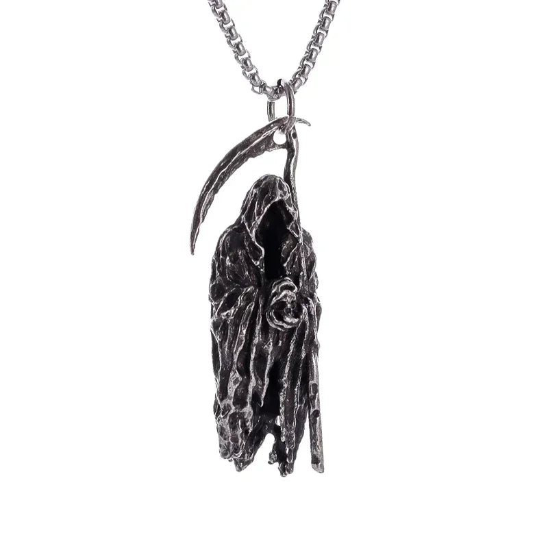 Collier avec pendentif en faux de la mort de l'enfer, gothique, mystérieux diable, personnalité Punk rétro pour hommes, bijoux tendance d'halloween