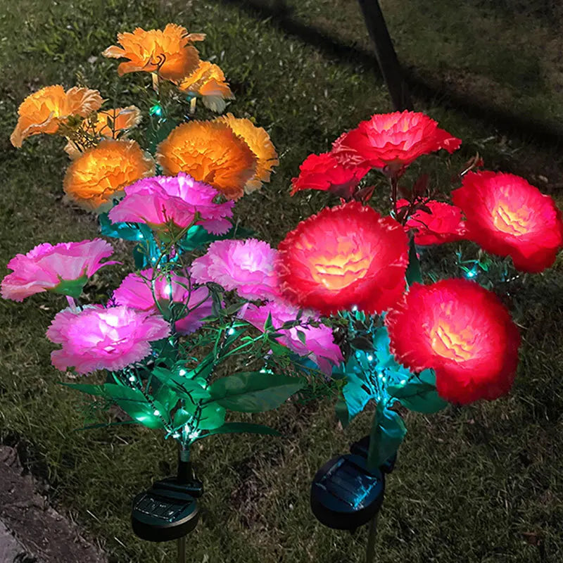 7 Heads Carnation Outdoor LED Solar Light Garden Flower Waterproof Decorative Lamp Solar Powered Yard Lawn Pathway Wedding