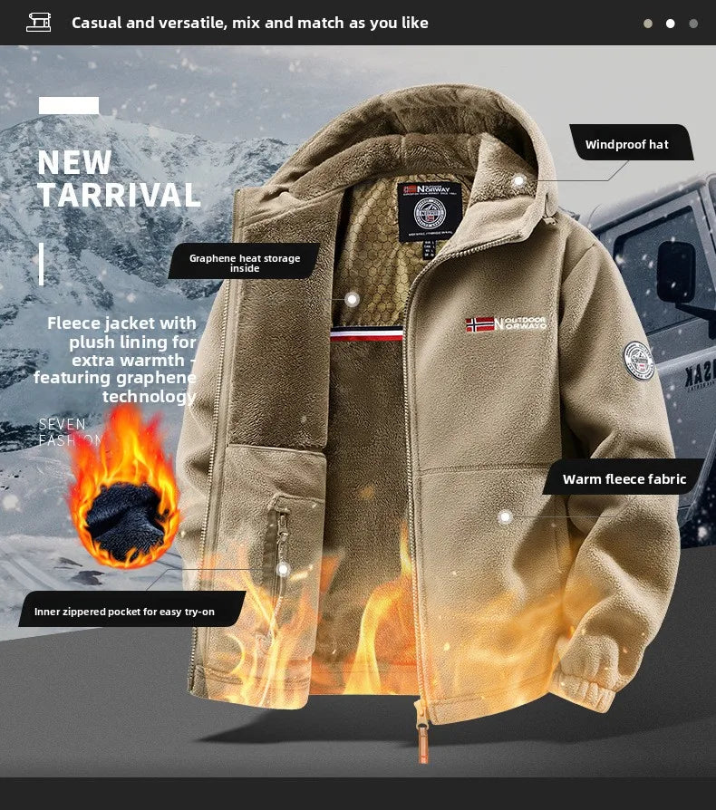 Veste polaire à capuche homme – Graphène et coupe épaisse