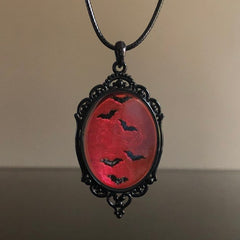 Gothic Blood Red Quartz Charm Necklace Butterfly Necklace For Women Vampire Embossed Witch Jewelry Accessories Vintage Chokers