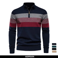AIOPESON Brand Quality Cotton Sweater for Men Half Zipper Pullover Autumn Winter Warm Mens Sweaters