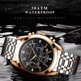 POEDAGAR Men Watch Luxury Business Quartz Watches Stainless Stain Strap Sport Chronograph Men&#39;s Wristwatch Waterproof Luminous